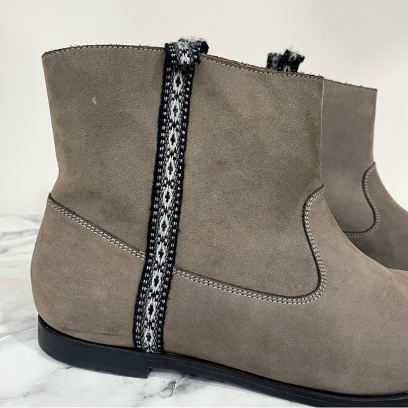 Fortress of Inca tan leather slip on ankle boots black Peruvian woven detail 9 - Picture 2 of 11